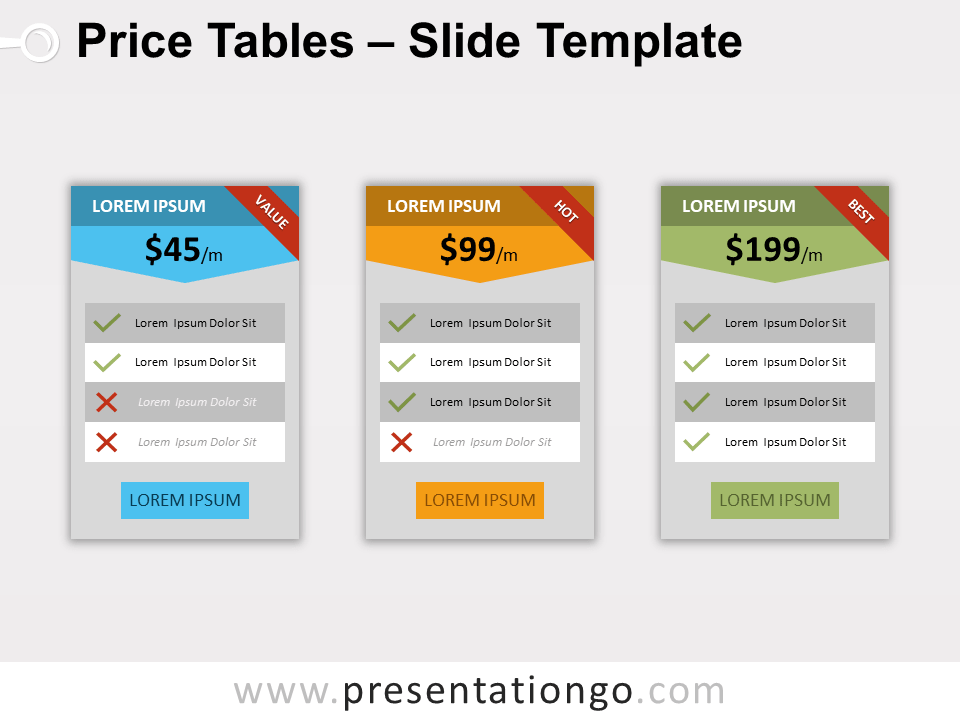 Tablas de Precios Gratis Para PowerPoint Y Google Slides