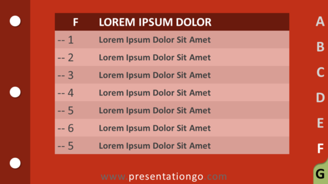 Contenido de Separadores de Pestañas Gratis Para PowerPoint Y Google Slides - Parte F