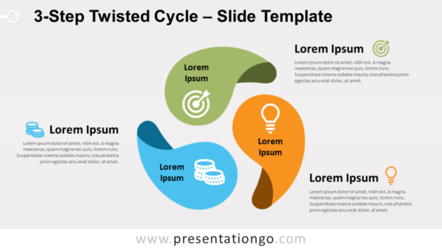 Ciclo Retorcido de 3 Pasos Gratis Para PowerPoint Y Google Slides