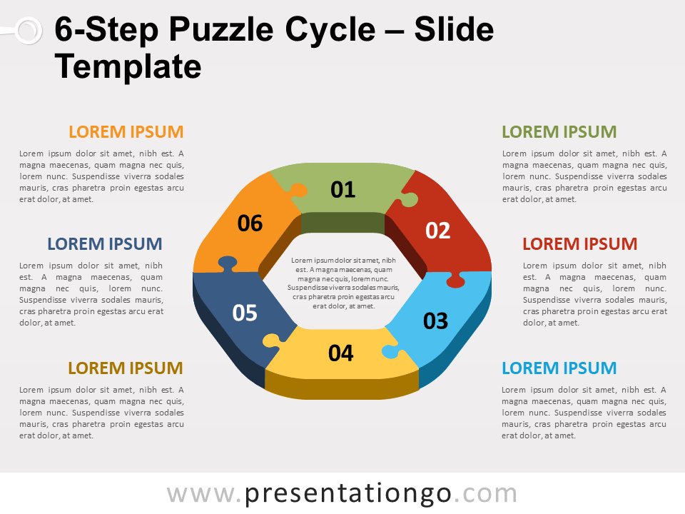 Ciclo de Rompecabezas de 6 Pasos Gratis Para PowerPoint Y Google Slides