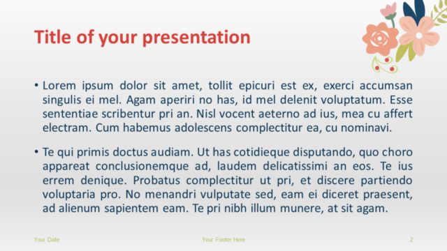 Plantilla Gratis de Primavera Floral Para PowerPoint Y Google Slides - Diapositiva de Título Y Contenido