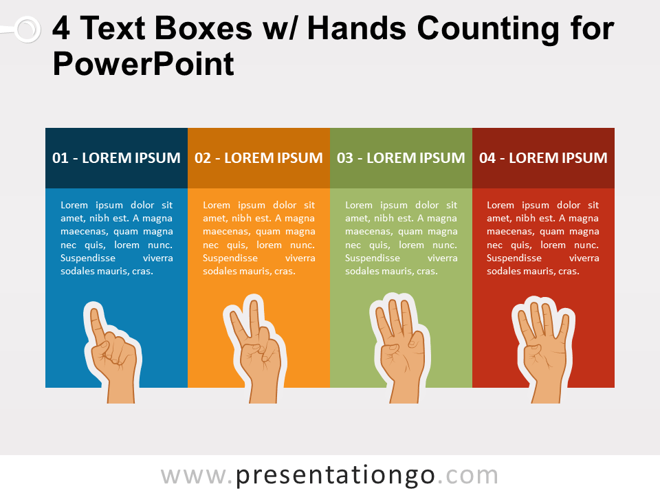 4 Cuadros de Texto Con Manos Contando Gratis Para PowerPoint