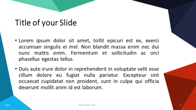 Plantilla de Mosaico de Triángulos Multicolor (Variante 1) Para PowerPoint Y Google Slides - Diapositiva de Título Y Contenido