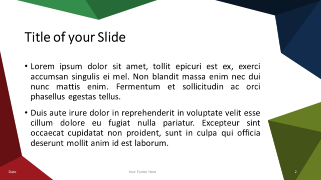 Plantilla Gratis de Mosaico de Triángulos Multicolor (Variante 3) Para PowerPoint Y Google Slides - Diapositiva de Título Y Contenido