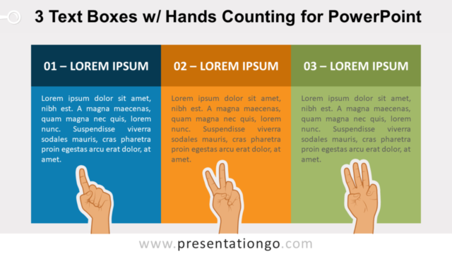 3 Cuadros de Texto Con Manos Contando Gratis Para PowerPoint