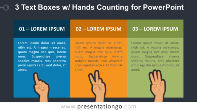 3 Cuadros de Texto Con Manos Contando Gratis Para PowerPoint