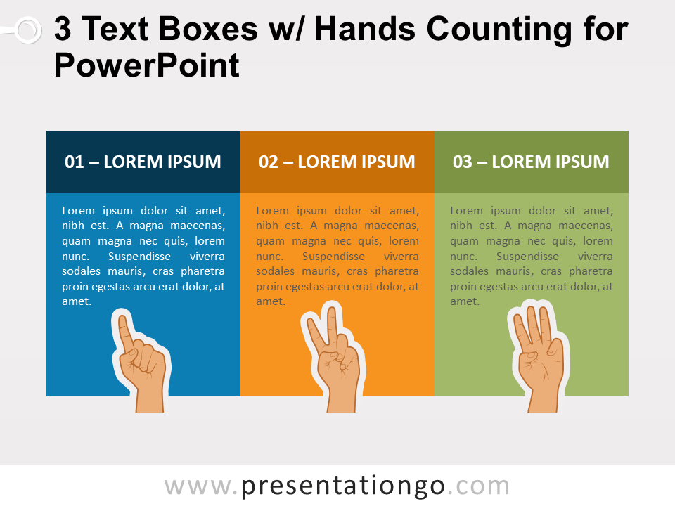 3 Cuadros de Texto Con Manos Contando Gratis Para PowerPoint