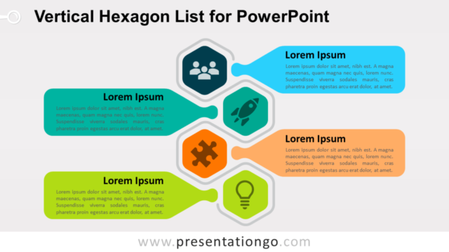 Lista Vertical de Hexágonos Gratis Para PowerPoint