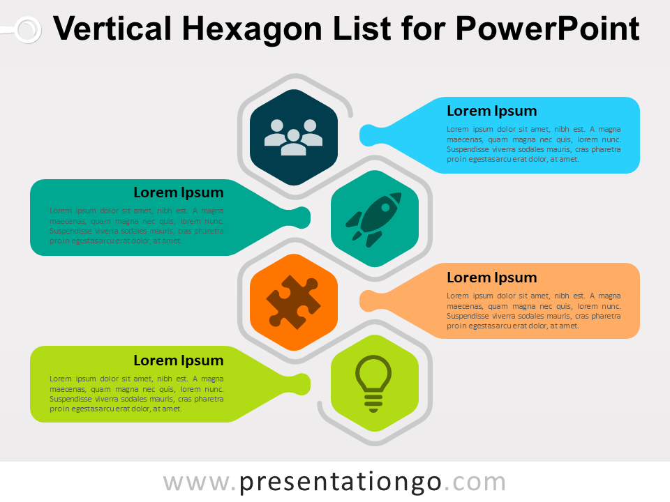 Lista Vertical de Hexágonos Gratis Para PowerPoint