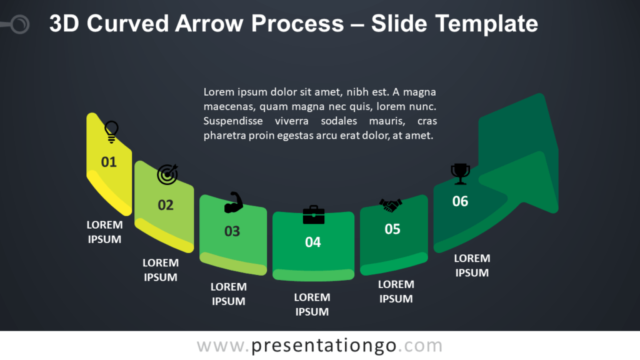 Proceso Gratis de Flecha Curva 3D Para PowerPoint Y Google Slides