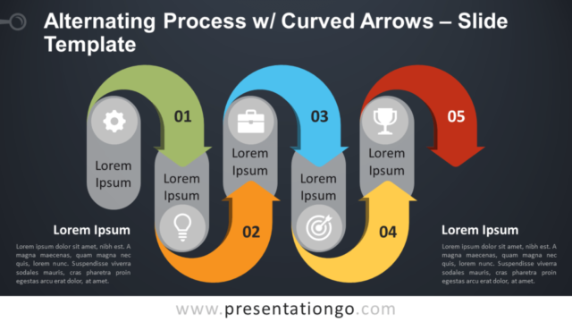 Proceso Alternativo Con Flechas Curvas Gratis Para PowerPoint Y Google Slides