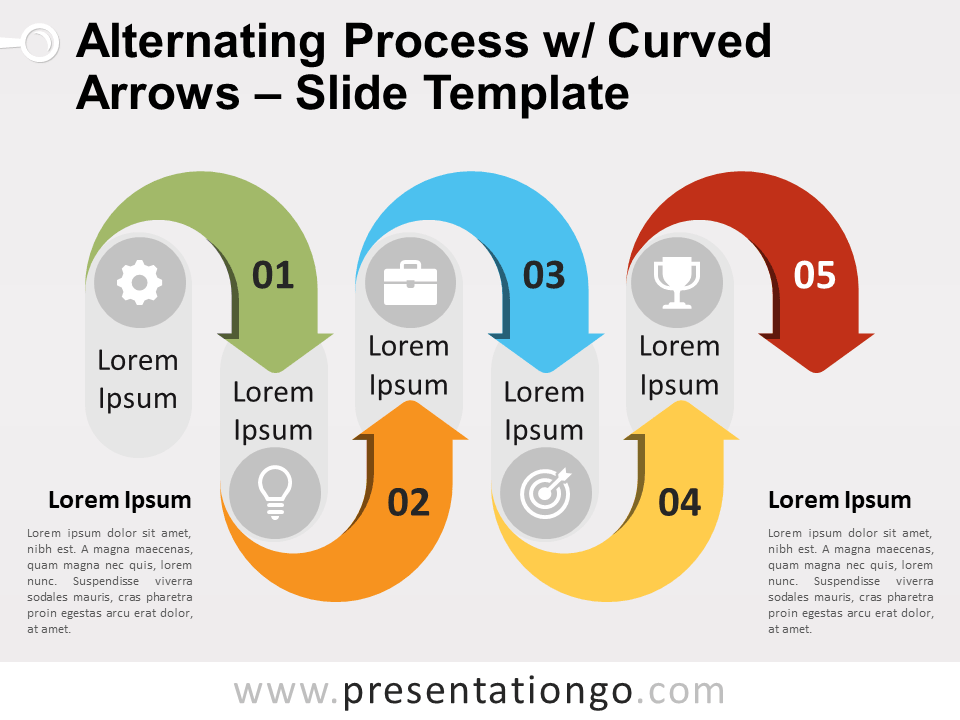 Proceso Alternativo Con Flechas Curvas Gratis Para PowerPoint Y Google Slides