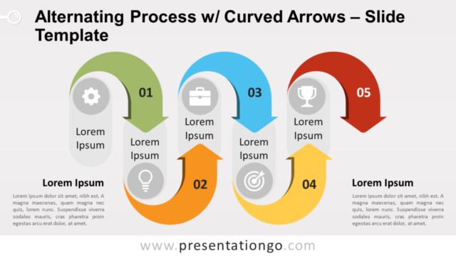 Proceso Alternativo Con Flechas Curvas Gratis Para PowerPoint Y Google Slides
