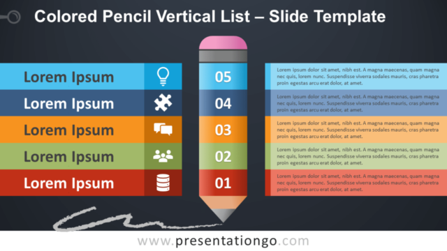 Lista Vertical de Lápices de Colores Gratis Para PowerPoint Y Google Slides