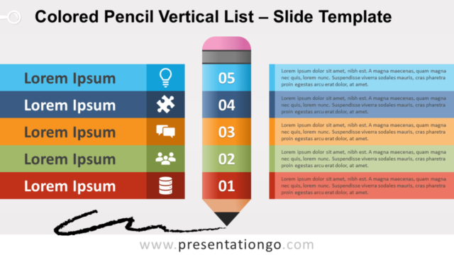 Lista Vertical de Lápices de Colores Gratis Para PowerPoint Y Google Slides