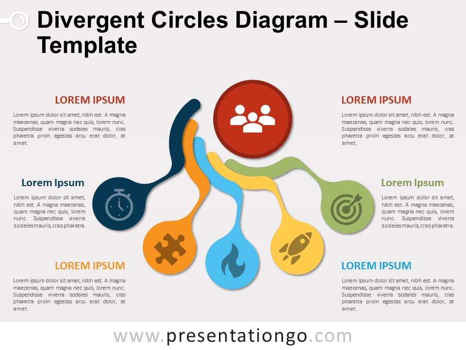 Diagrama Gratis de Círculos Divergentes Para PowerPoint Y Google Slides