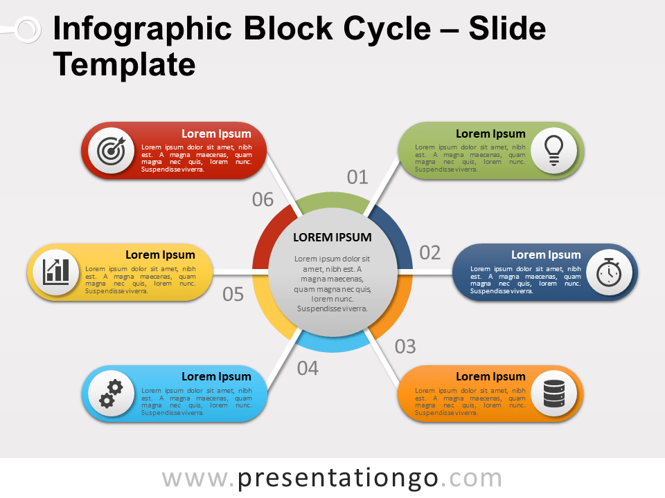 Ciclo de Bloques infográfico Gratis Para PowerPoint Y Google Slides