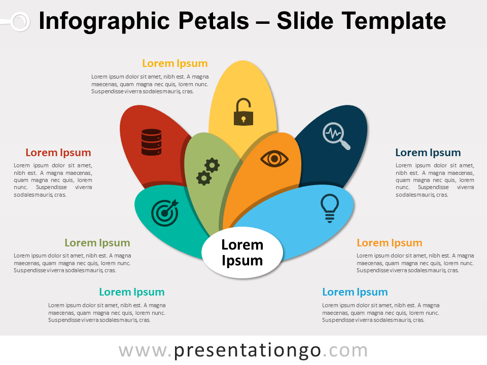 Diagrama Gratis de Pétalos infográficos Para PowerPoint Y Google Slides