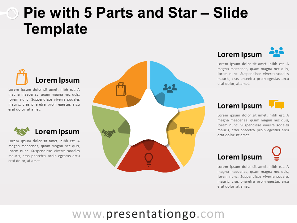 Pastel Con 5 partes y Estrella Gratis Para PowerPoint Y Google Slides