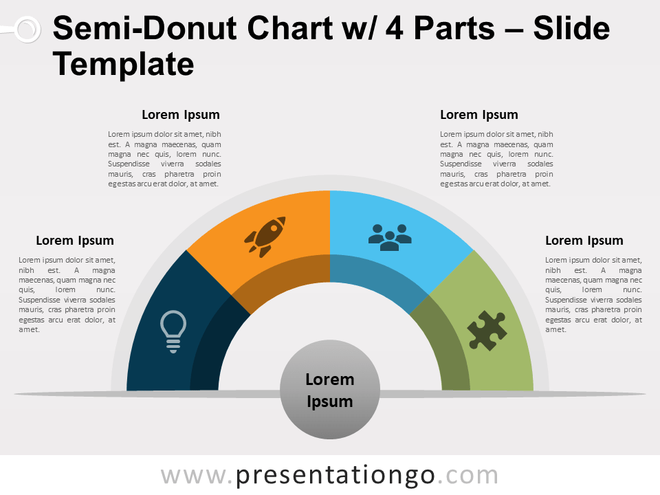 Gráfico Gratis de Semidonut Con 4 Partes Para PowerPoint Y Google Slides