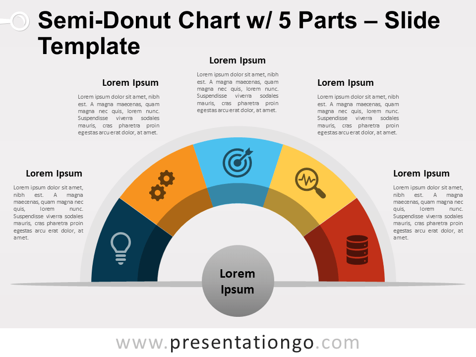 Gráfico Gratis de Semi-Donut Con 5 Partes Para PowerPoint Y Google Slides
