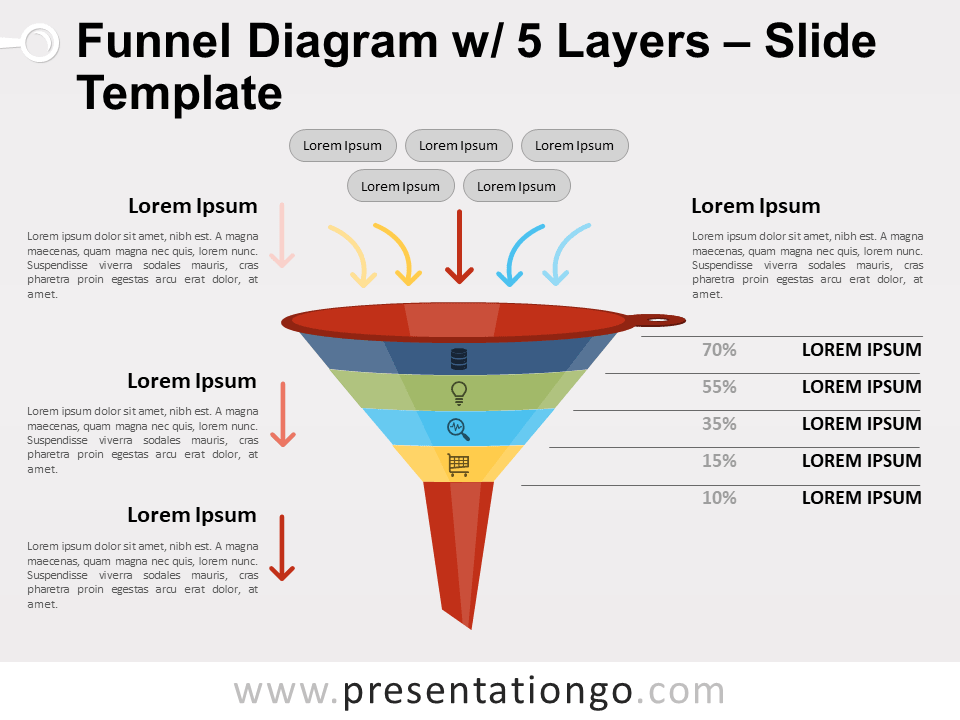 Diagrama de Embudo Con 5 Capas Gratis Para PowerPoint Y Google Slides