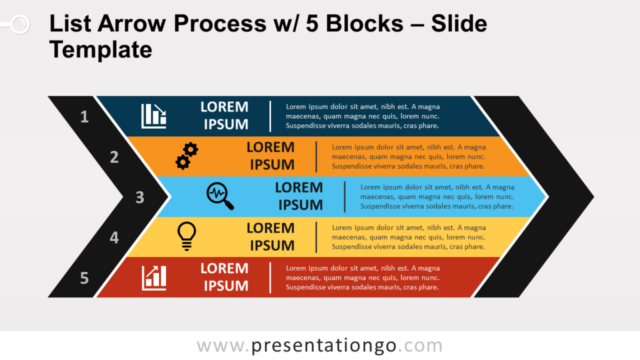 Lista de Flechas de Proceso Con 5 Bloques Gratis Para PowerPoint Y Google Slides