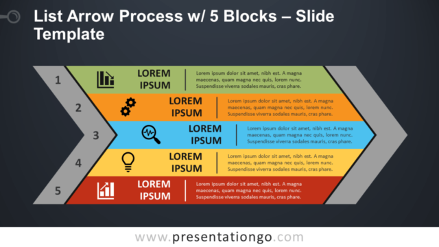 Lista de Flechas de Proceso Con 5 Bloques Gratis Para PowerPoint Y Google Slides