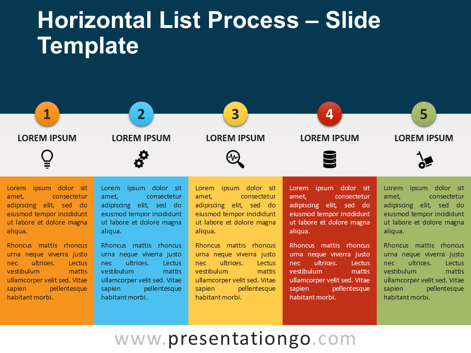Proceso de Lista Horizontal Gratis Para PowerPoint Y Google Slides