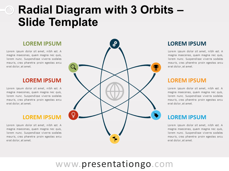 Diagrama Gratis Radial Con 3 Órbitas Para PowerPoint Y Google Slides