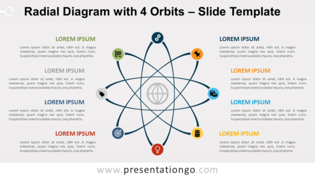 Diagrama Gratis Radial Con 4 Órbitas Para PowerPoint Y Google Slides