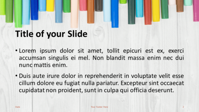 Plantilla Gratis de Marcadores Escolares Para PowerPoint Y Google Slides - Diapositiva de Título Y Contenido