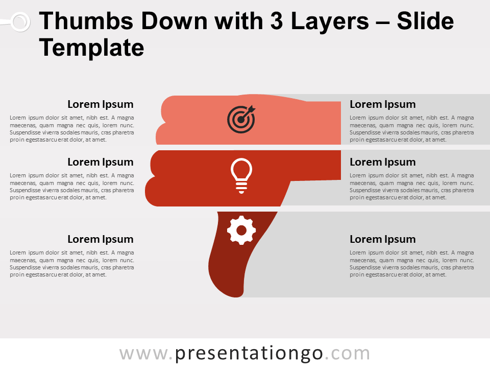 Pulgar Hacia Abajo Con 3 Capas Gratis Para PowerPoint Y Google Slides
