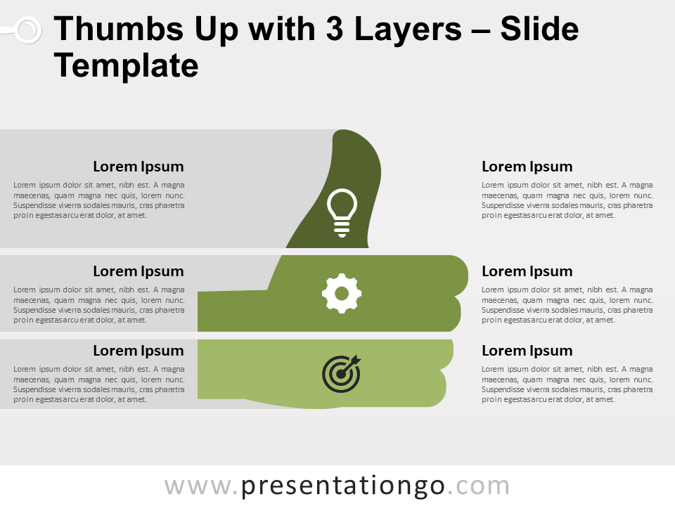 Pulgar Hacia Arriba Con 3 Capas Gratis Para PowerPoint Y Google Slides
