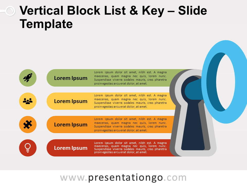 Lista de Bloques Verticales Y Llave Gráfico Gratis Para PowerPoint Y Google Slides