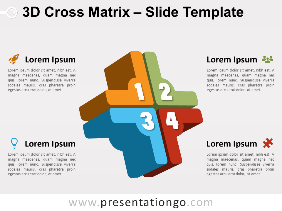 Matriz en Cruz 3D Gratis Para PowerPoint Y Google Slides