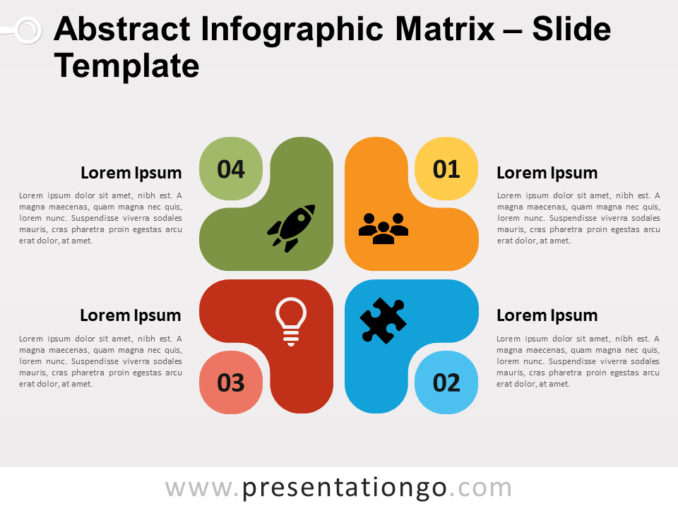 Diagrama Gratis de Matriz Con 4 Formas L Redondeadas Para PowerPoint Y Google Slides