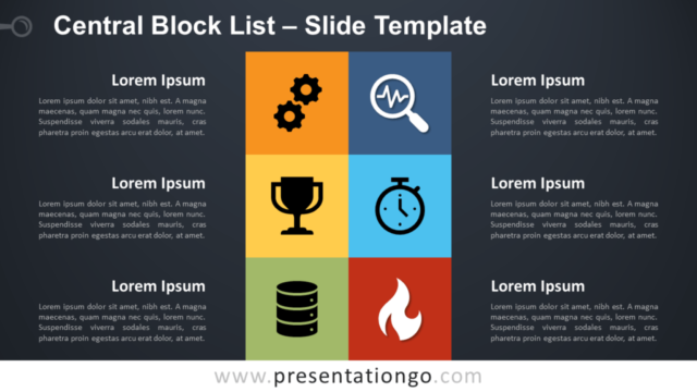 Lista de Bloques Centrales Gráfico Gratis Para PowerPoint Y Google Slides