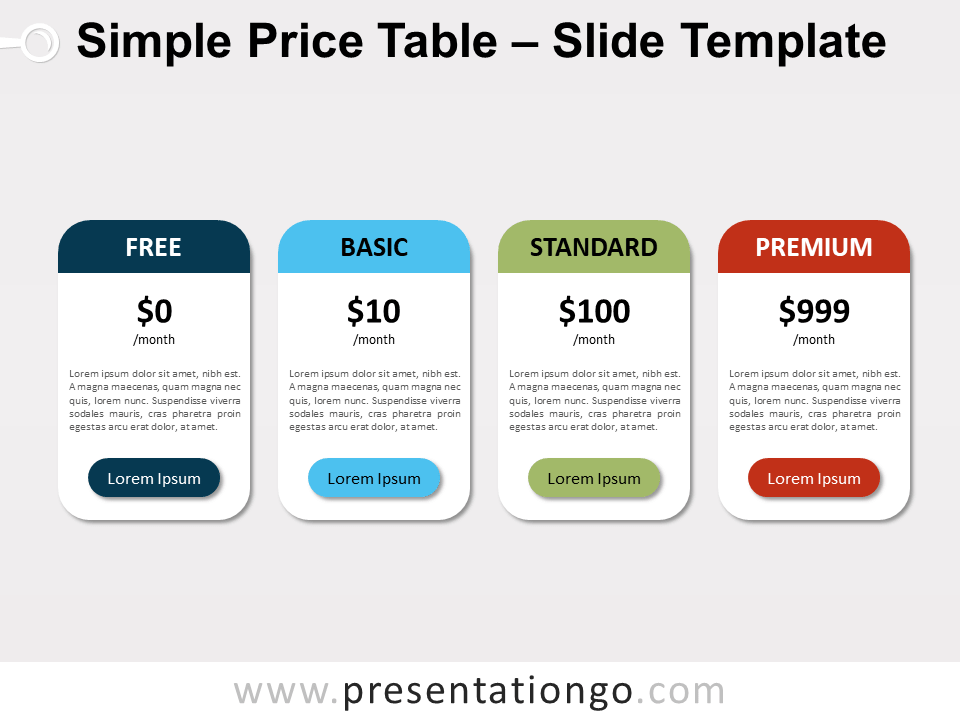 Tabla de Precios Simple Gratis Para PowerPoint Y Google Slides