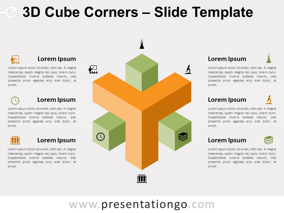 Gráficos Gratis de Esquinas de Cubos 3D Para PowerPoint Y Google Slides