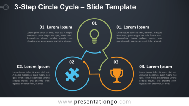 Ciclo de 3 Pasos en Círculos Gráfico Gratis Para PowerPoint Y Google Slides