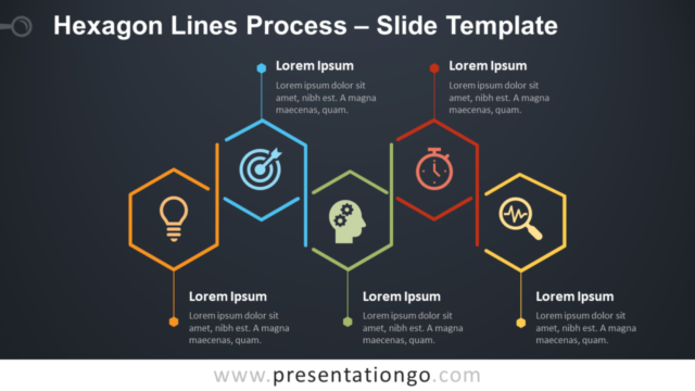 Proceso de Líneas Hexagonales Diagrama Gratis Para PowerPoint Y Google Slides