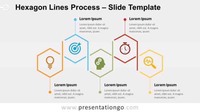 Proceso de Líneas Hexagonales Diagrama Gratis Para PowerPoint Y Google Slides