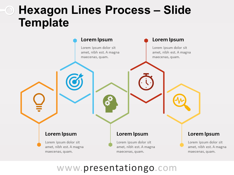 Proceso de Líneas Hexagonales Diagrama Gratis Para PowerPoint Y Google Slides