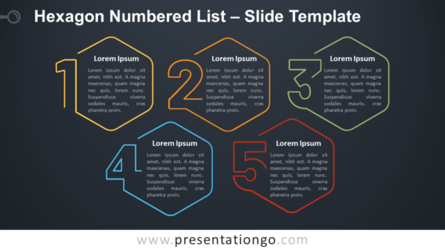 Lista Numerada de Hexágonos Gráfico Gratis Para PowerPoint Y Google Slides