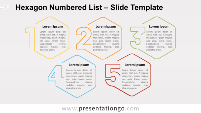 Lista Numerada de Hexágonos Gráfico Gratis Para PowerPoint Y Google Slides