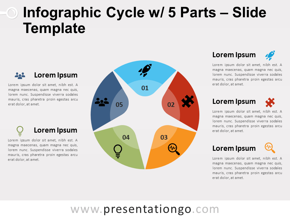 Infografía Cíclica Con 5 Partes Gratis Para PowerPoint Y Google Slides