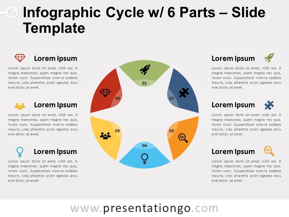 Infografía de Ciclo Con 6 Partes Gratis Para PowerPoint Y Google Slides