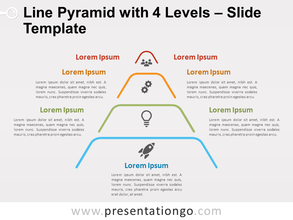 Pirámide de Línea Con 4 Niveles Gráfico Gratis Para PowerPoint Y Google Slides