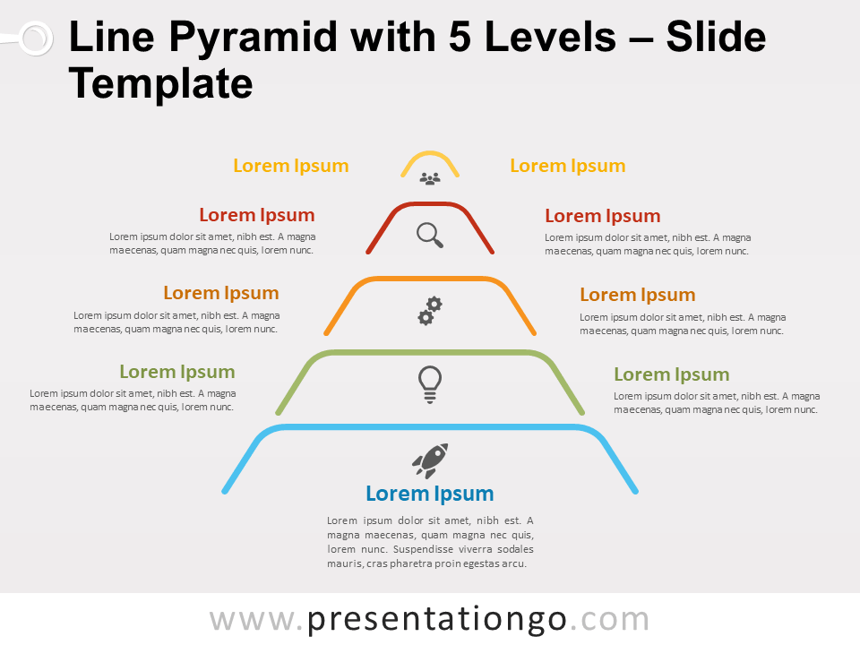 Pirámide de Línea Con 5 Niveles Para PowerPoint Y Google Slides